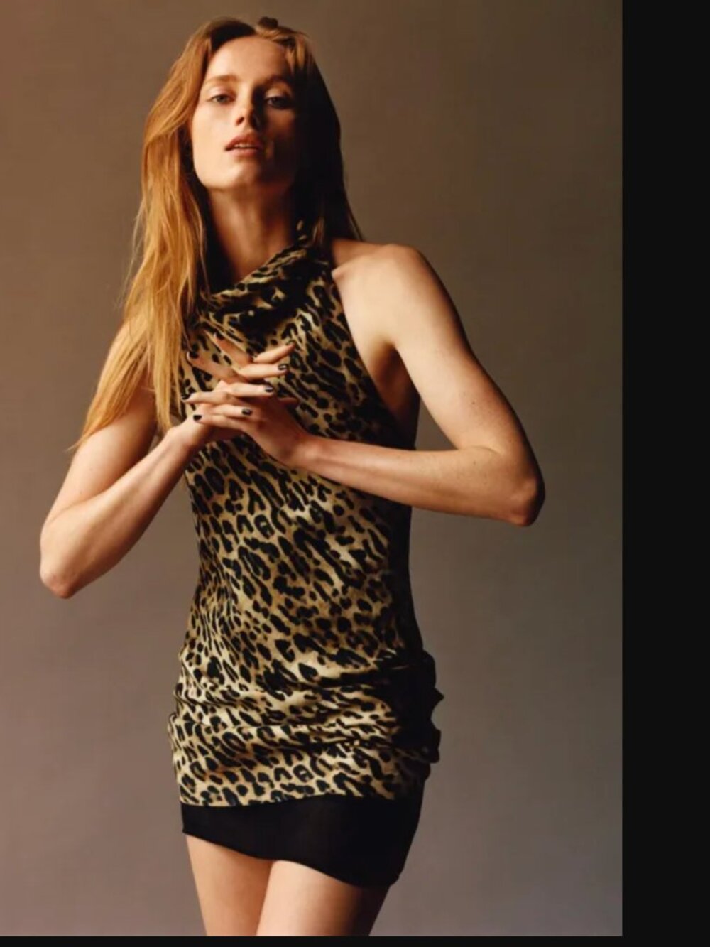 Zara "ZW" Collection Women Leopard Print 100% Linen Mini Dress Size S NWT 89$